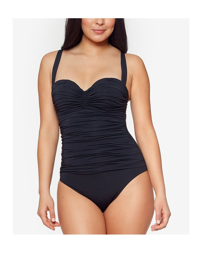 Kore Shirred Bandeau One-Piece Swimsuit Black $51.60 Swimsuits