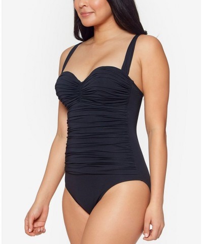 Kore Shirred Bandeau One-Piece Swimsuit Black $51.60 Swimsuits