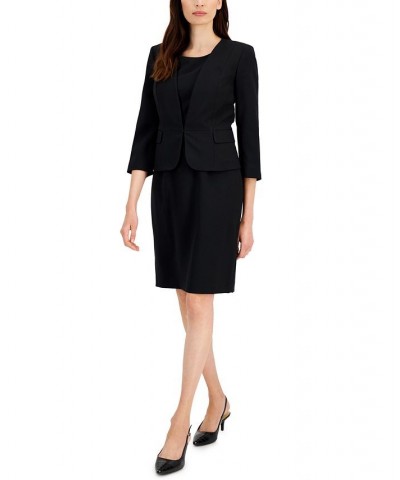 Women's Open-Front Sheath Dress Suit Regular and Petite Sizes Black $42.90 Suits