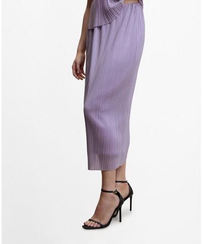 Women's Pleated Midi Skirt Purple $51.99 Skirts