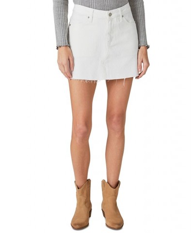 Women's Raw-Hem Denim Mini Skirt Spring White $36.57 Skirts