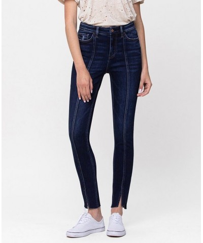 Women's High Rise Ankle Skinny Jeans with Step Hem Detail Dark Blue $40.23 Jeans