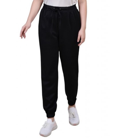 Petite Long Elastic Waist Pants Black $18.88 Pants