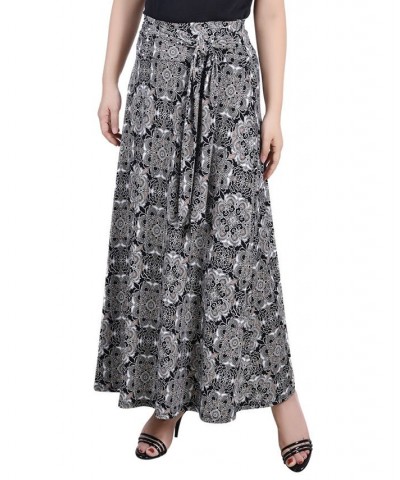 Women's Missy Maxi Skirt with Sash Waist Tie Noir Atunis $17.60 Skirts