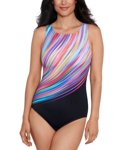 Shape Solver Sport for Women's Supreme Move High-Neck One-Piece Swimsuit Multi $46.02 Swimsuits