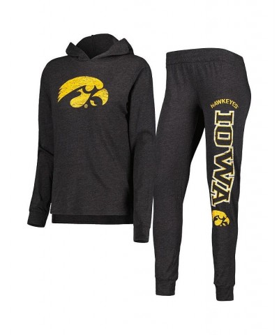 Women's Black Iowa Hawkeyes Long Sleeve Hoodie T-shirt and Pants Sleep Set Black $33.14 Pajama