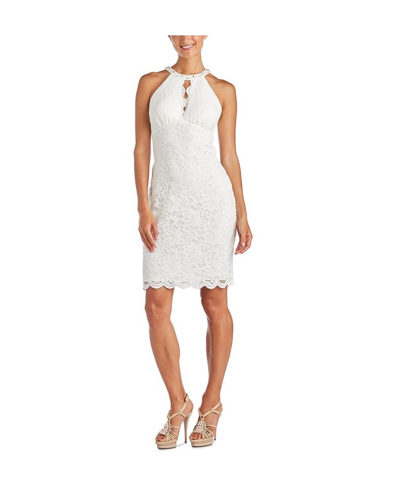 Women's Lace Halter Cocktail Dress Ivory $33.79 Dresses