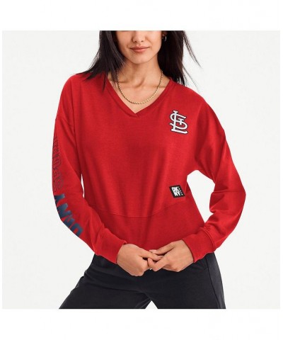 Women's Red St. Louis Cardinals Lily V-Neck Pullover Sweatshirt Red $44.36 Sweatshirts