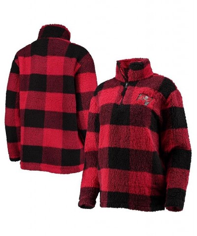 Women's Red Tampa Bay Buccaneers Sherpa Plaid Quarter-Zip Jacket Red $38.95 Jackets