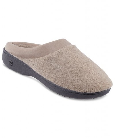 Microterry Pillowstep Slippers with Satin Trim Tan/Beige $22.40 Shoes