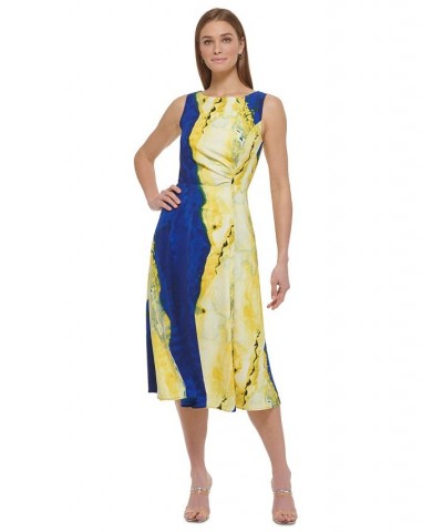 Petite Printed Boat Neck Sleeveless Midi Dress Lemonade Combo $47.52 Dresses