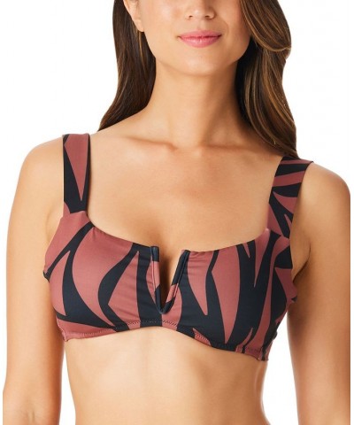 Abstract Animal V-Wire Swim Top Earth $38.18 Swimsuits