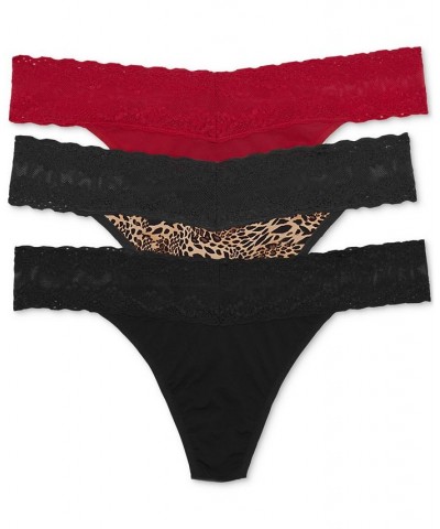 Bliss Perfection Lace-Trim Thong Pack of 3 750092MP Strawberry / Coal Luxe Leopard Print / Black $17.07 Underwears