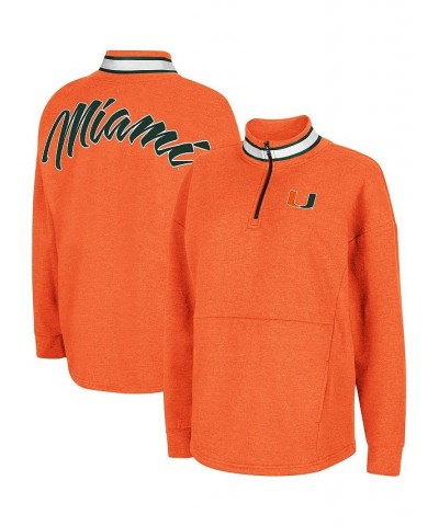 Women's Orange Miami Hurricanes Alice 2-Hit Fleece Quarter-Zip Jacket Orange $31.85 Jackets