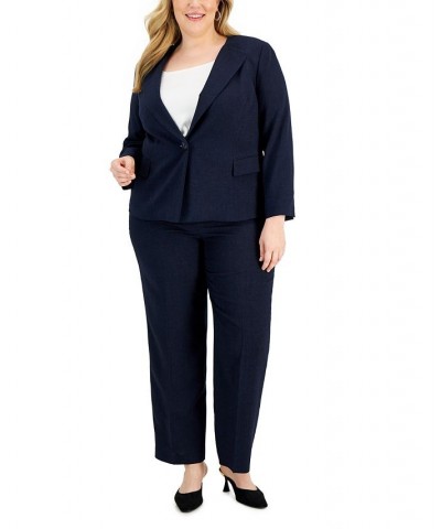Plus Size Kate One-Button Straight-Leg Pantsuit Blue $55.90 Suits