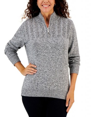 Women's Cotton Quarter-Zip Sweater White $11.44 Sweaters