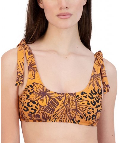 Jungle Queen Printed Shoulder-Tie Bikini Top Golden Jungle Print $35.72 Swimsuits