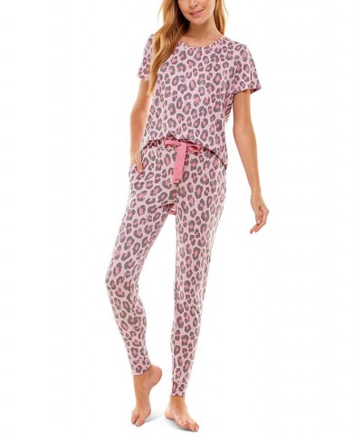 Scoop Neck T-Shirt & Jogger Pants Pajama Set Fierce Cat Cameo Pink $12.00 Sleepwear