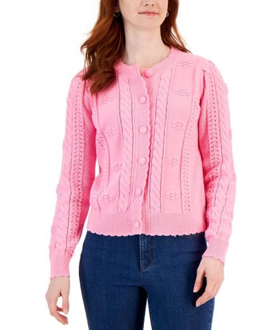 Women's Scalloped Edge Knit Cardigan Pink $15.50 Sweaters