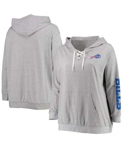 Women's Plus Size Heathered Gray Buffalo Bills Lace-Up Pullover Hoodie Heathered Gray $33.03 Sweatshirts