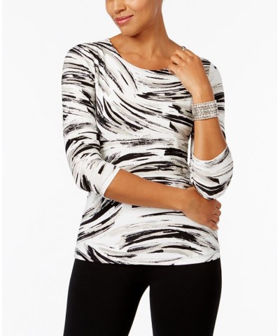 Printed Jacquard Top In Regular and Petite Neutral Windswept $15.48 Tops