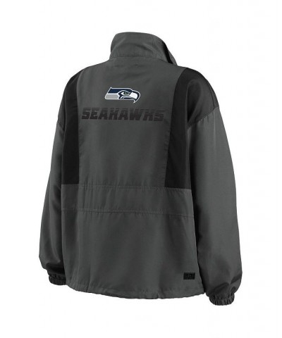 Women's Charcoal Seattle Seahawks Popover Packable Half-Zip Jacket Charcoal $52.24 Jackets