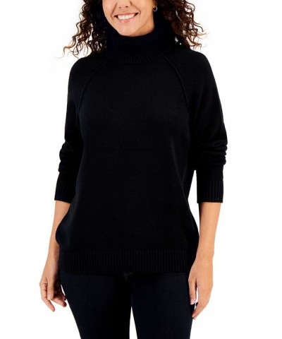 Petite Cotton Turtleneck Sweater Black $17.69 Sweaters